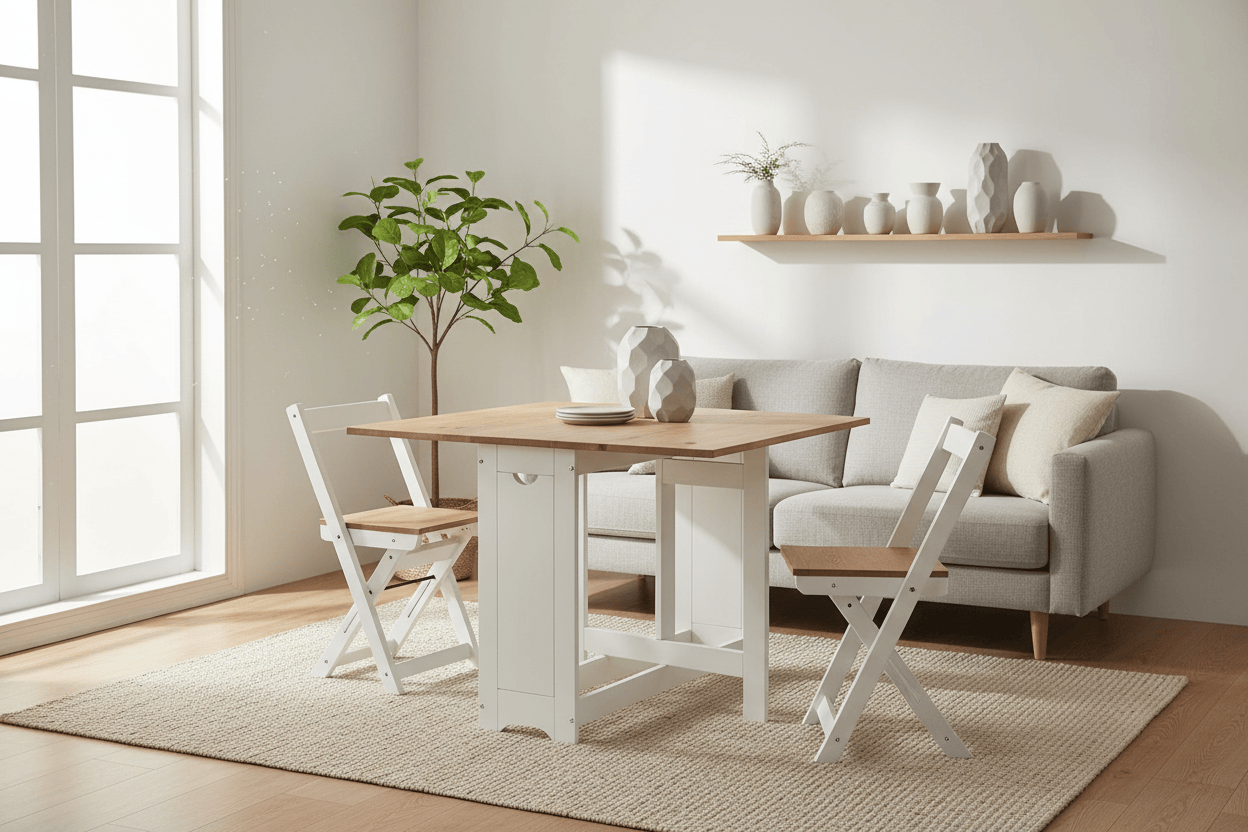 Ensemble table et 4 chaises pliantes dans un petit appartement - photo 21