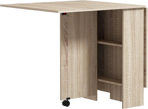 Grande table à manger pliante de 140 cm dépliée dans un séjour