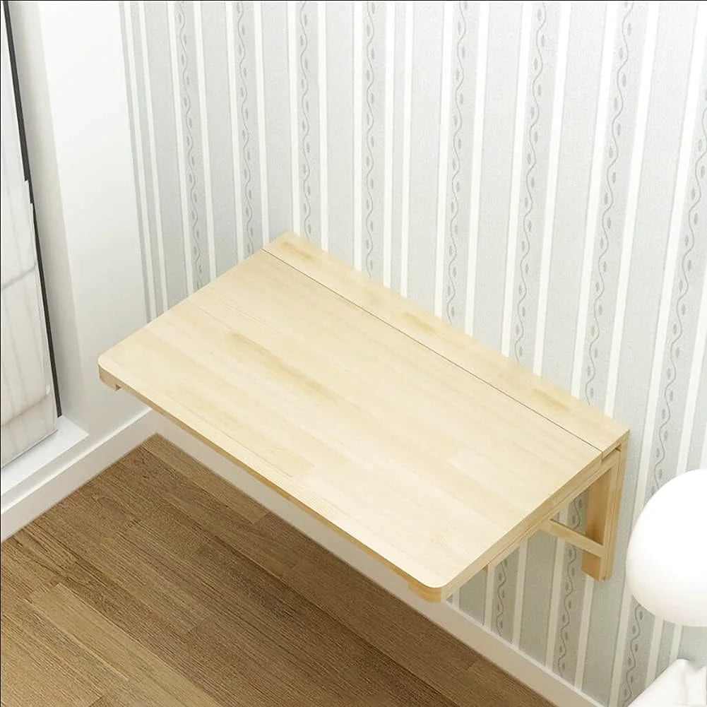 Grande table pliante murale en bois dépliée le long d'un mur - photo 2