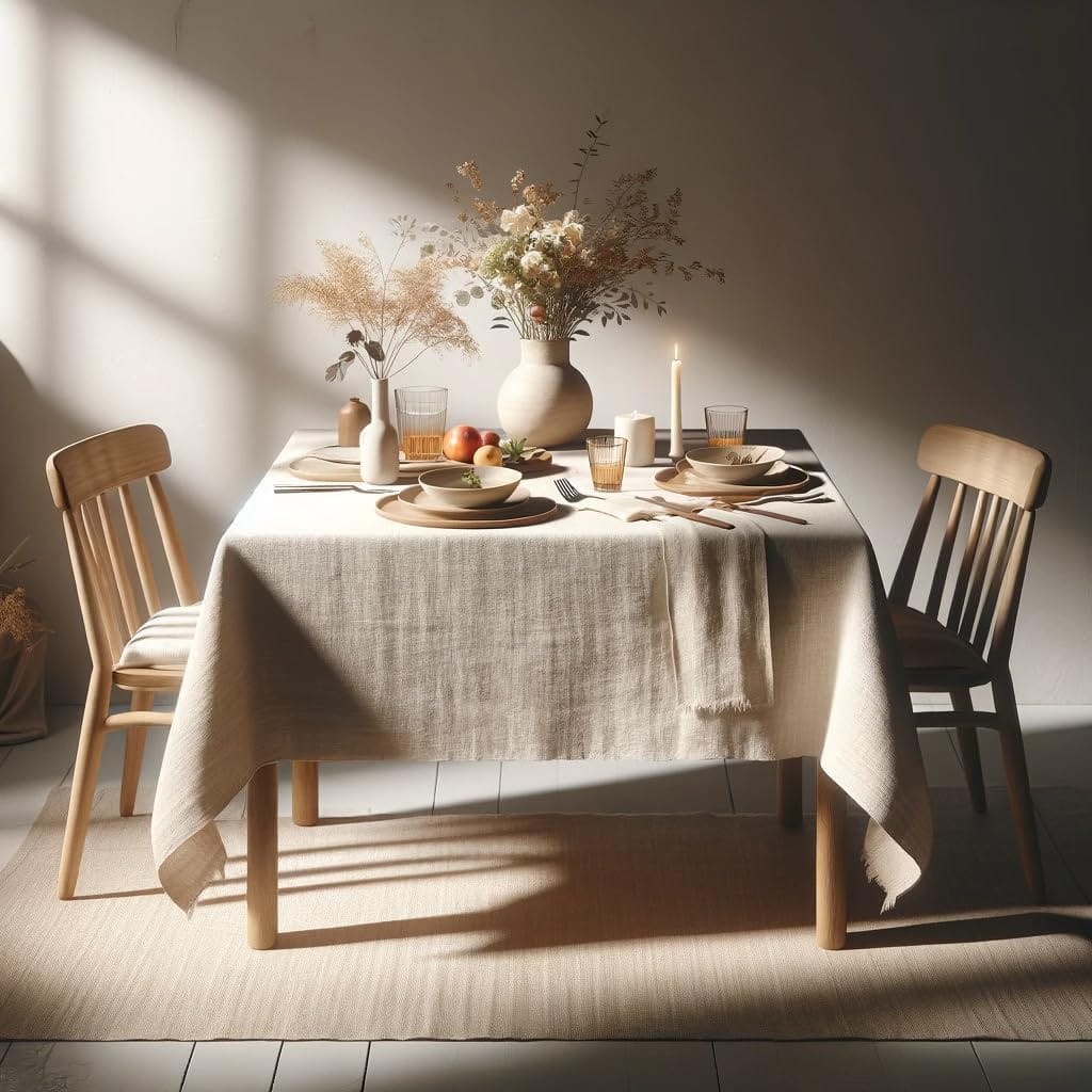 Nappe de table rectangulaire 155 x 400 cm en tissu aspect lin sur une grande table - photo 6