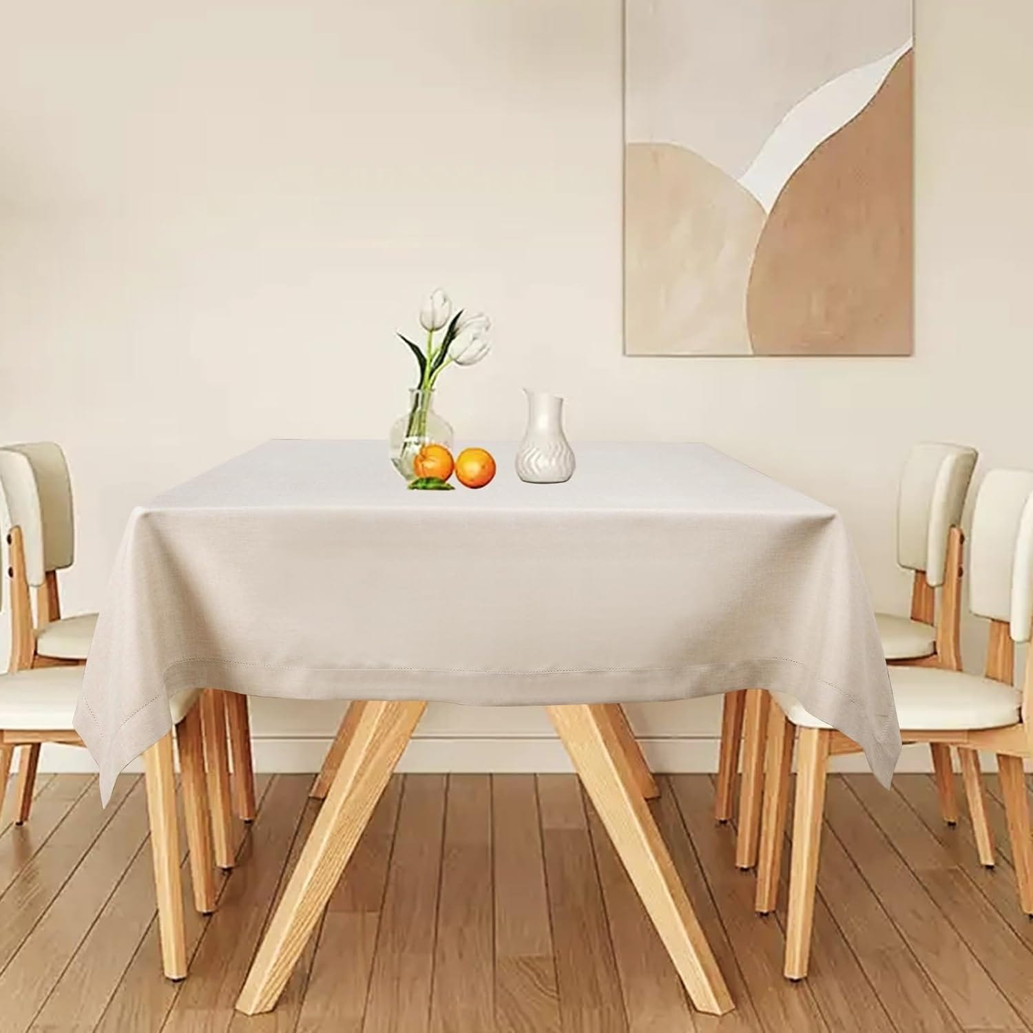 Nappe de table rectangulaire 155 x 400 cm en tissu aspect lin sur une grande table - photo 3