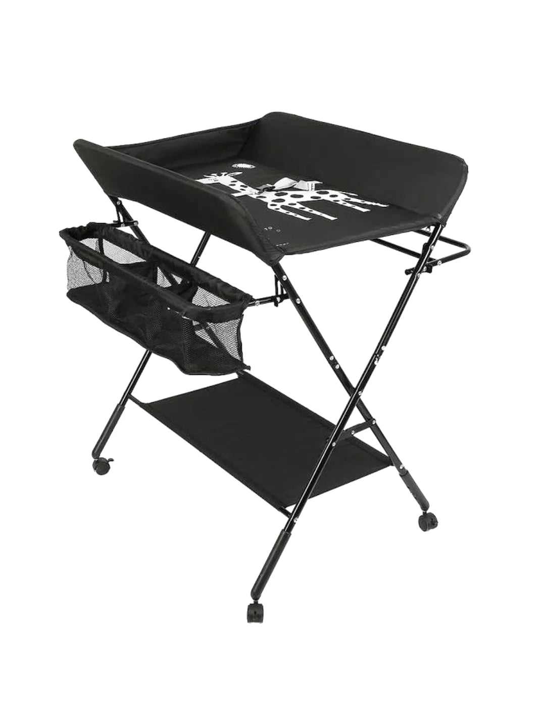 Petite table à langer pliante avec structure métal et plan en tissu oxford