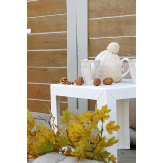 Petite table basse de jardin pliante de 40 cm à côté d'un transat - photo 7
