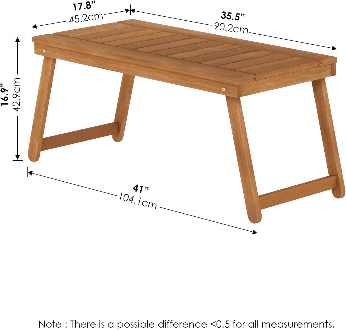 Petite table basse pliante en bois de meranti huilé devant un canapé d'extérieur - photo 3