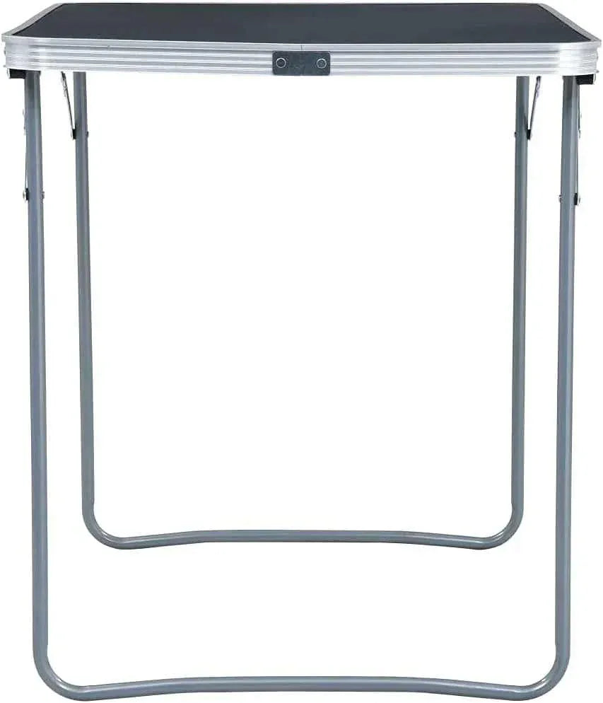 Petite table de camping pliante en aluminium et MDF 80 x 60 cm devant une tente - photo 3