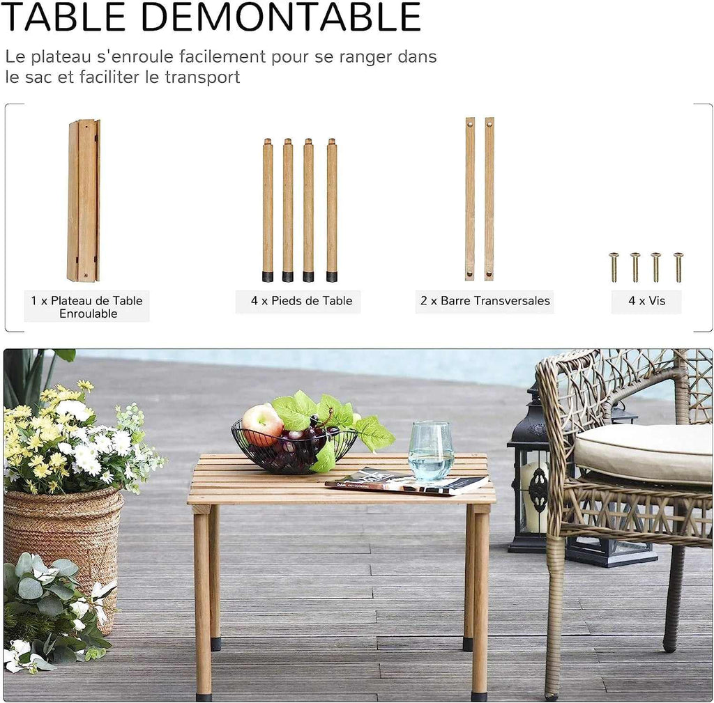 Petite table de jardin en bois pliante sur une terrasse - photo 4