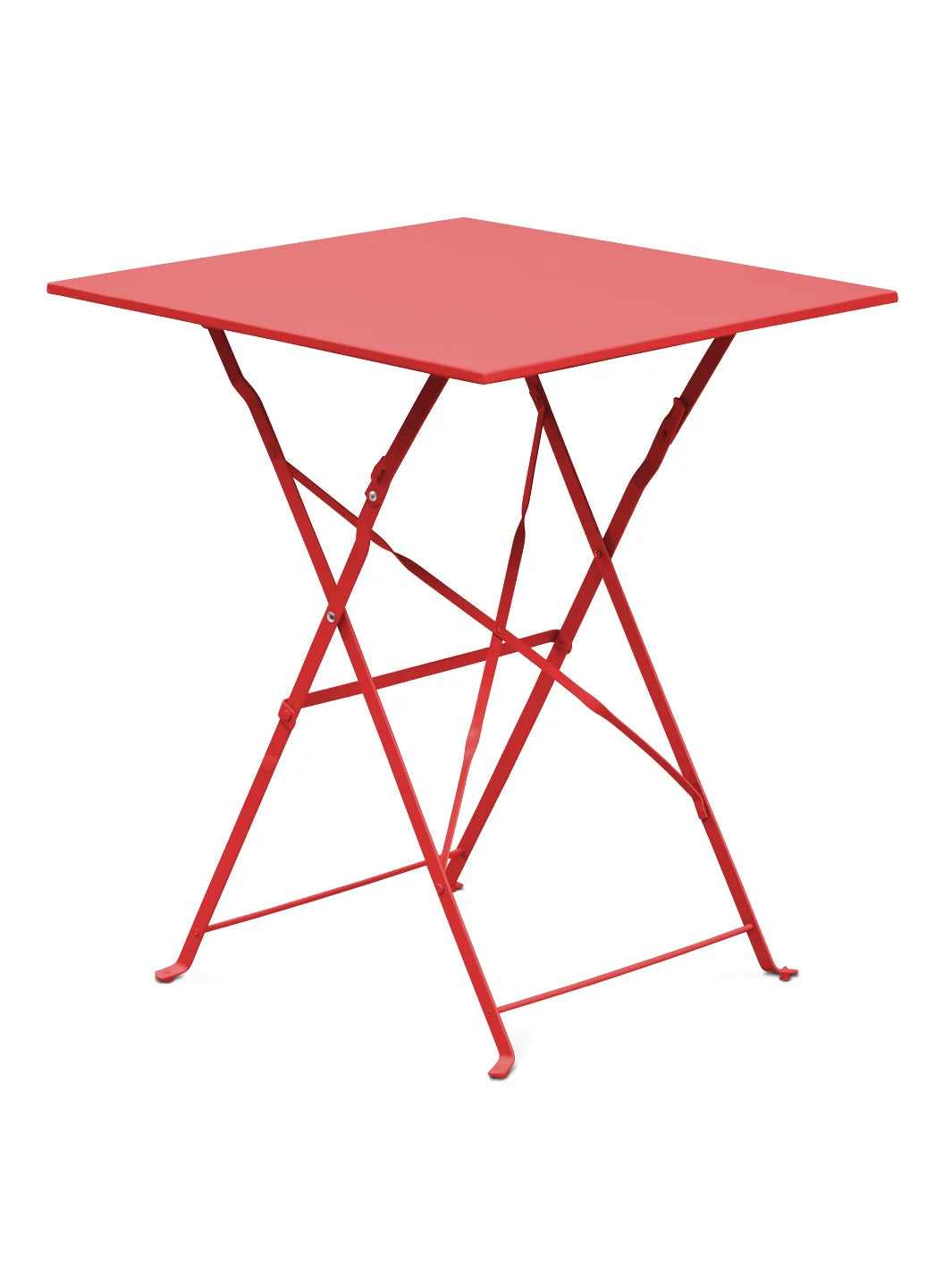 Petite table de jardin pliante en métal de 60 x 60 cm sur une terrasse