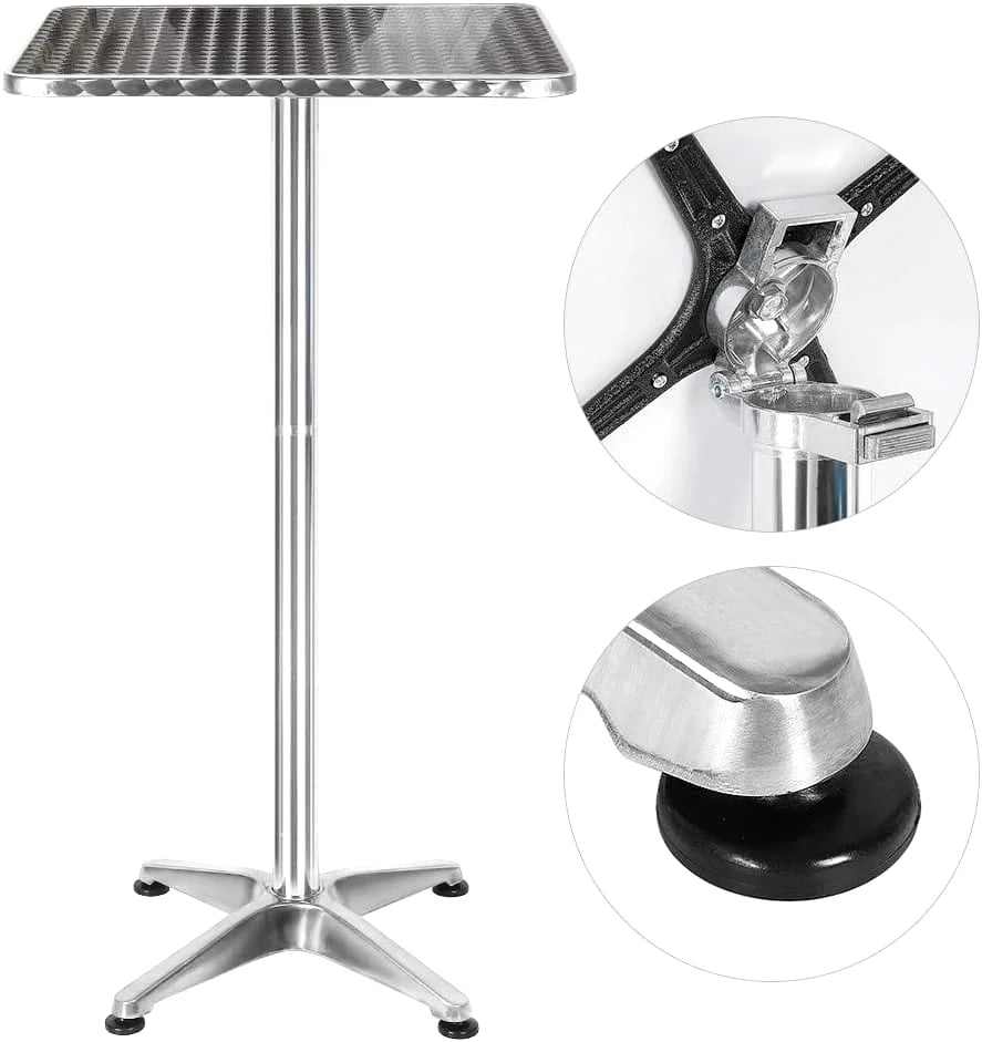 Petite table haute pliante 60 x 60 cm avec plateau inox en position haute - photo 4