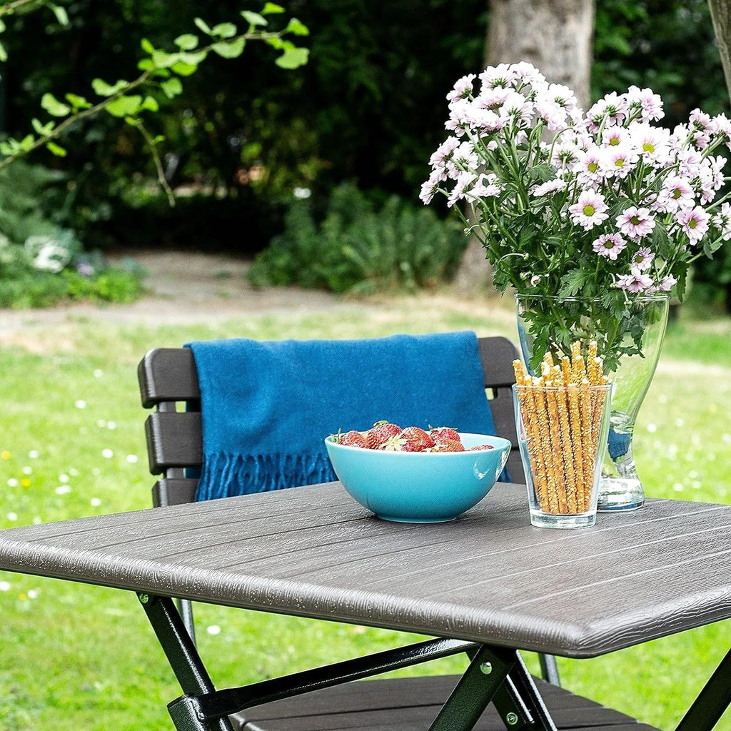 Petite table de jardin pliante carrée de 61,5 cm en acier et HDPE - photo 9