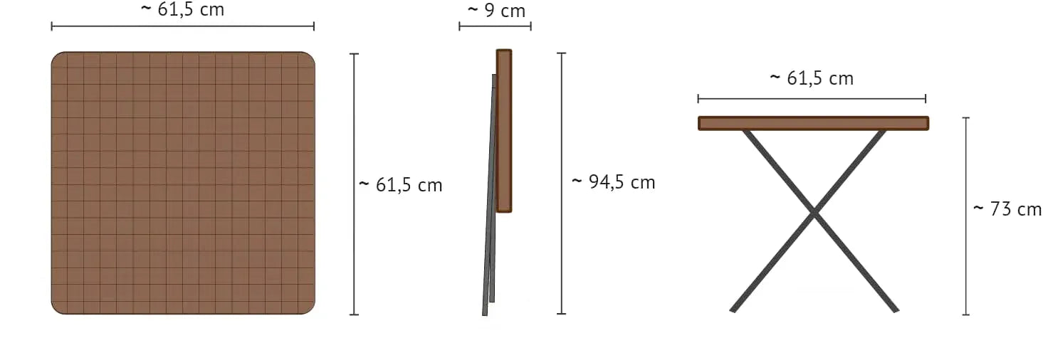 Petite table de jardin pliante carrée de 61,5 cm en acier et HDPE - photo 6