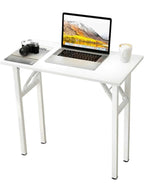 Petite table pliante blanche de 80 x 40 cm avec cadre métallique