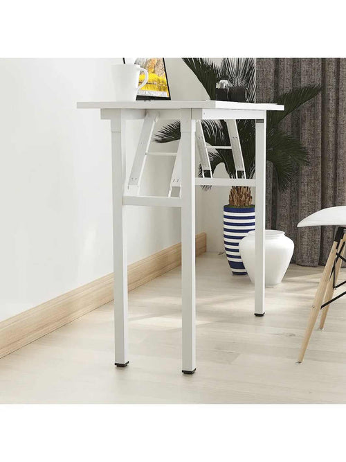 Petite table pliante blanche de 80 x 40 cm avec cadre métallique - photo 2