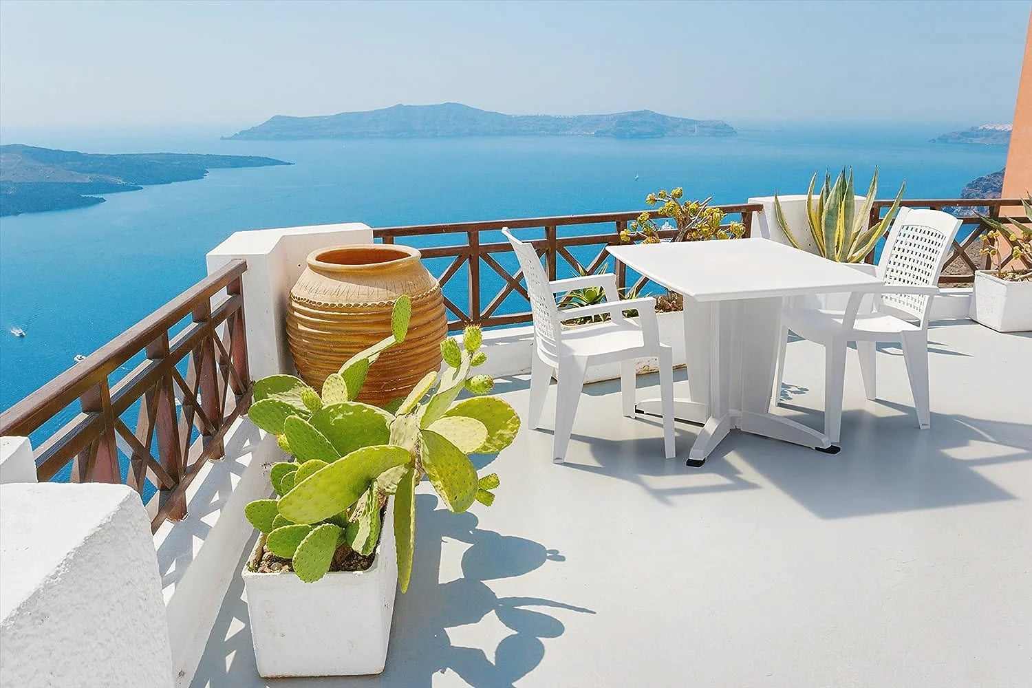 Petite table pliante en plastique de 114 cm résistante aux UV sur une terrasse - photo 3