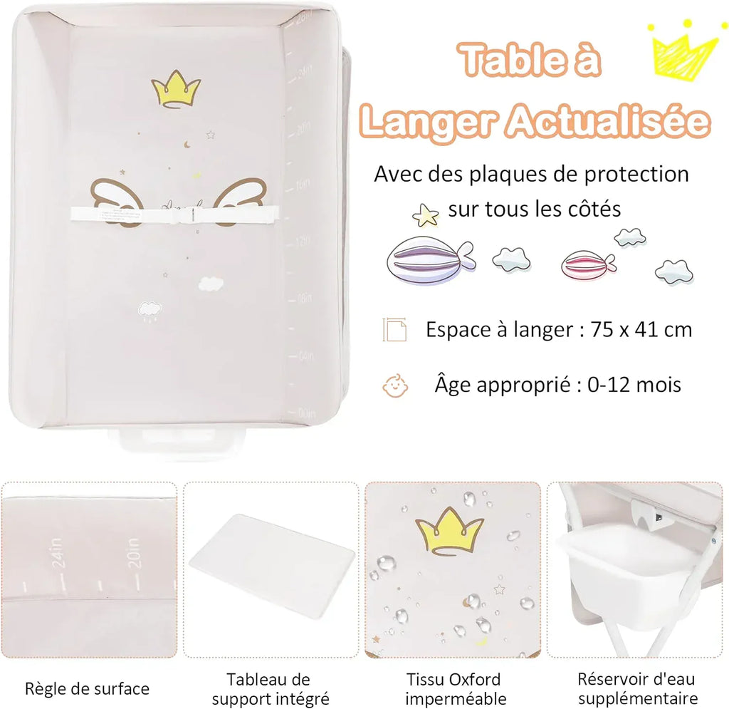 Table à langer pliante bébé avec plateau de rangement inférieur - photo 2
