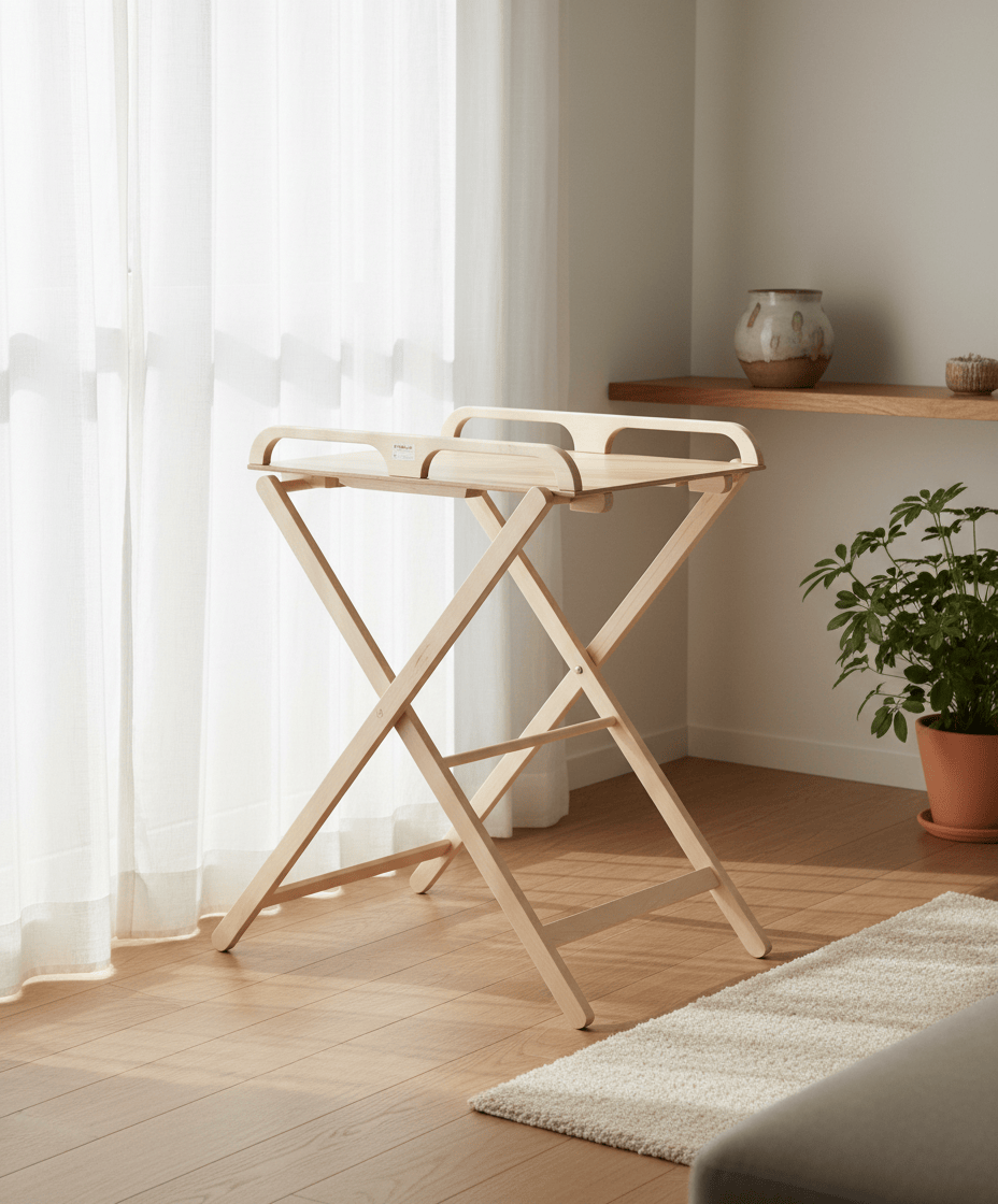 Table à langer pliante en bois de hêtre massif dans une chambre d'enfant - photo 5