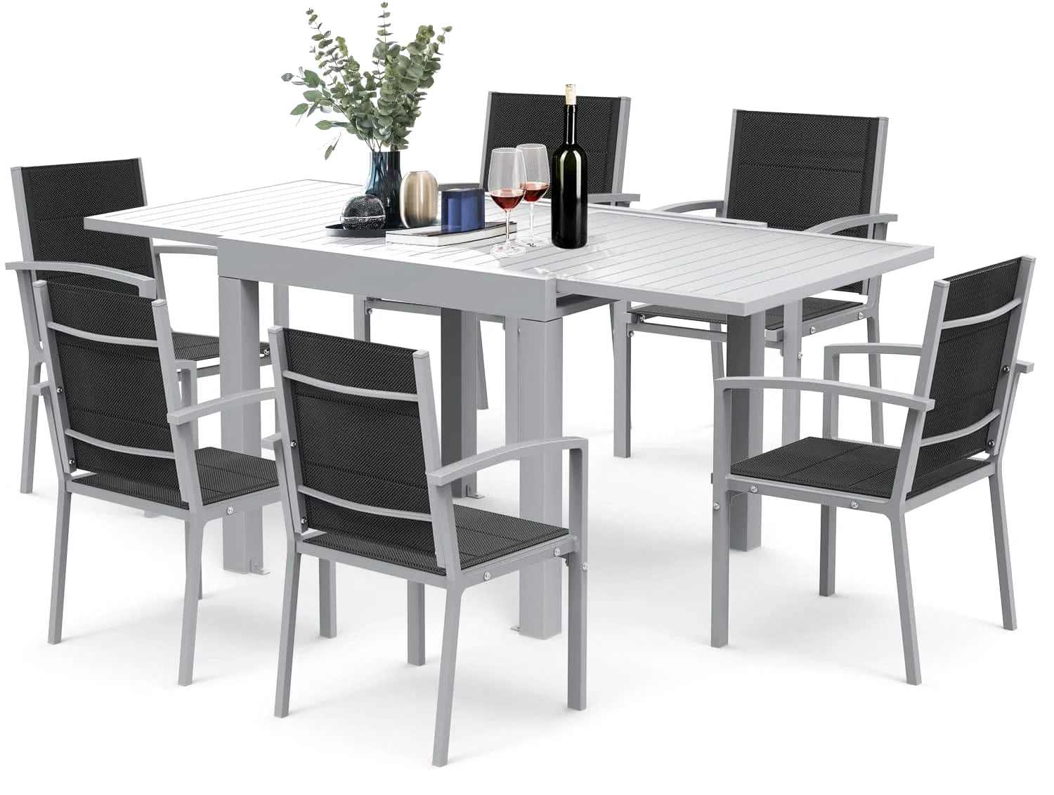 Table à manger extérieur pliante extensible en aluminium sur une terrasse - photo 13