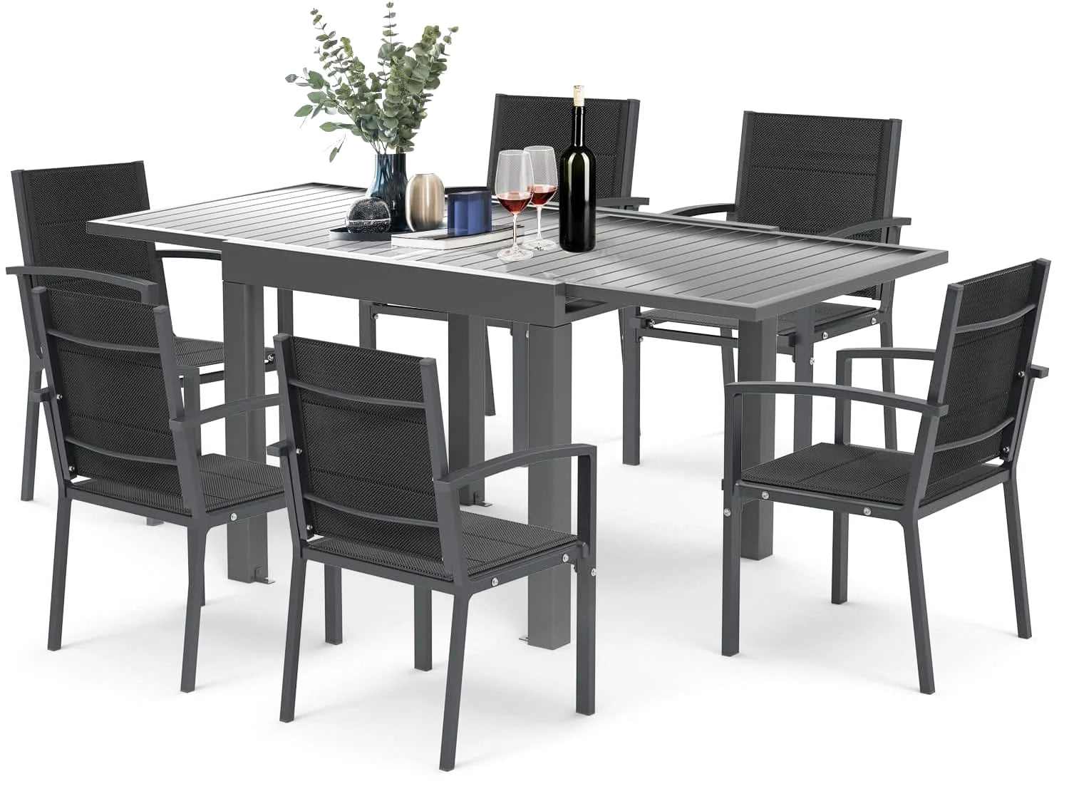 Table à manger extérieur pliante extensible en aluminium sur une terrasse - photo 14