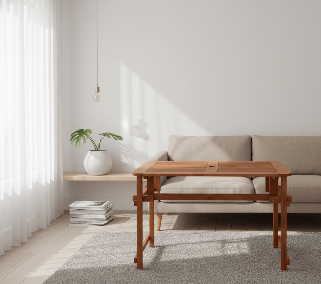 Table de balcon pliante en bois massif de 109 x 79 cm sur un balcon - photo 4