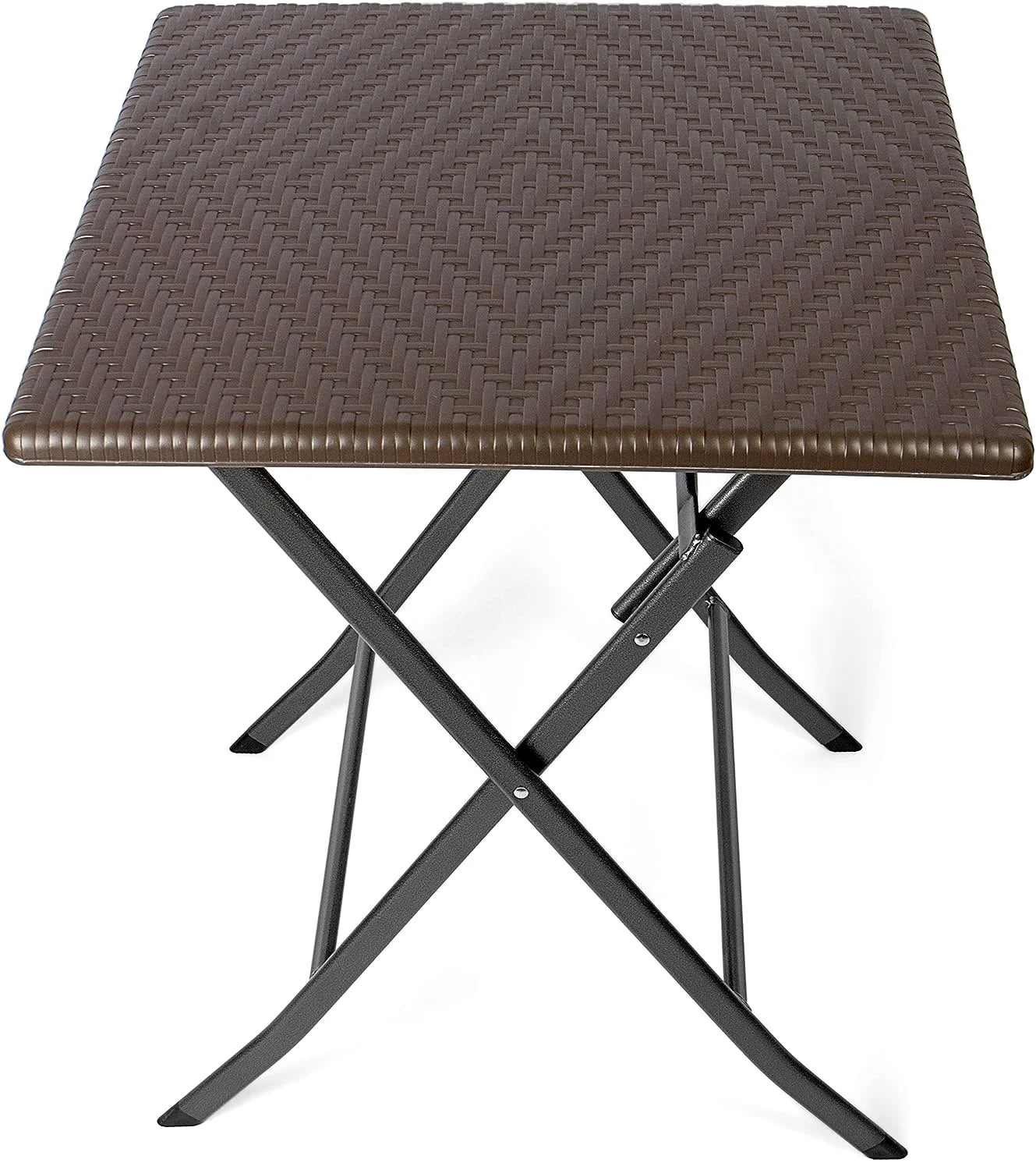 Table de balcon pliante rectangulaire en acier et HDPE sur une terrasse