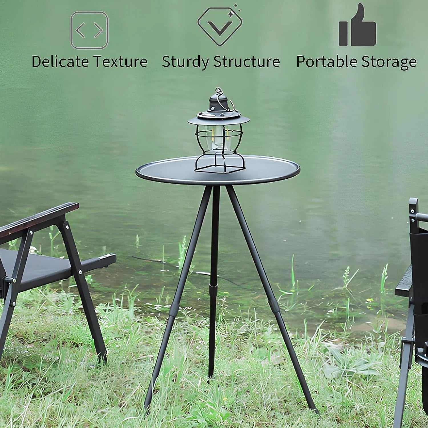 Table basse ronde pliante ultra légère en ABS et aluminium avec son sac de rangement - photo 2