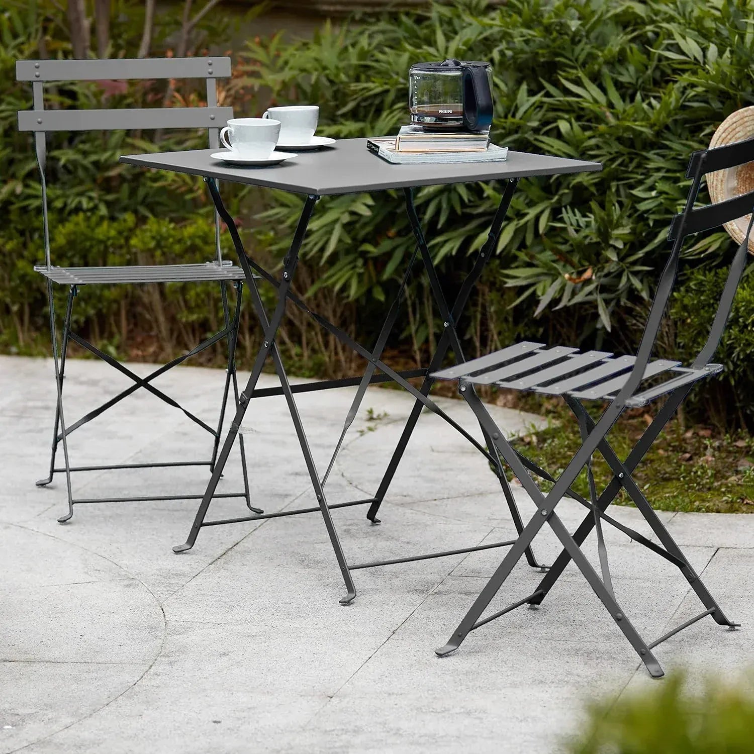 Table bistrot d'extérieur pliante de 60 cm en acier thermolaqué - photo 3