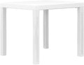 Table blanche en plastique pliante carrée de 79 cm sur une terrasse