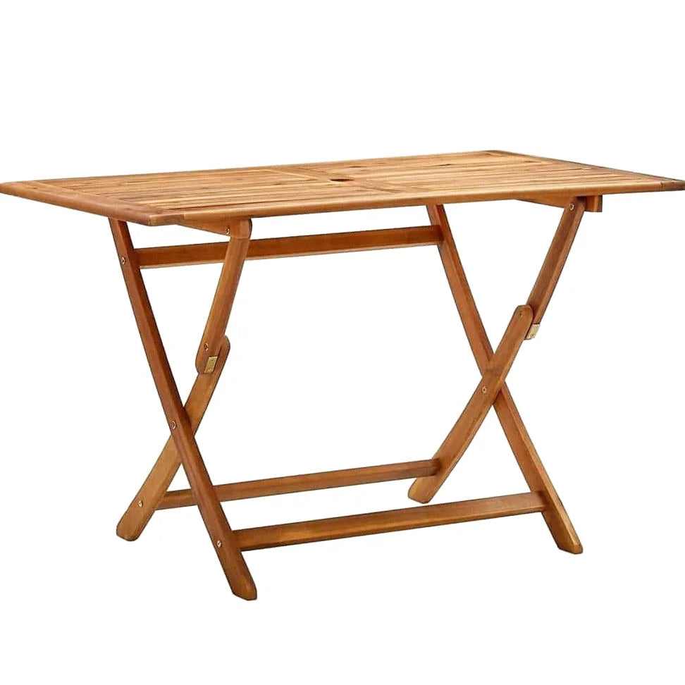 Table bois pliante extérieur en acacia massif huilé 120 x 70 cm sur une terrasse