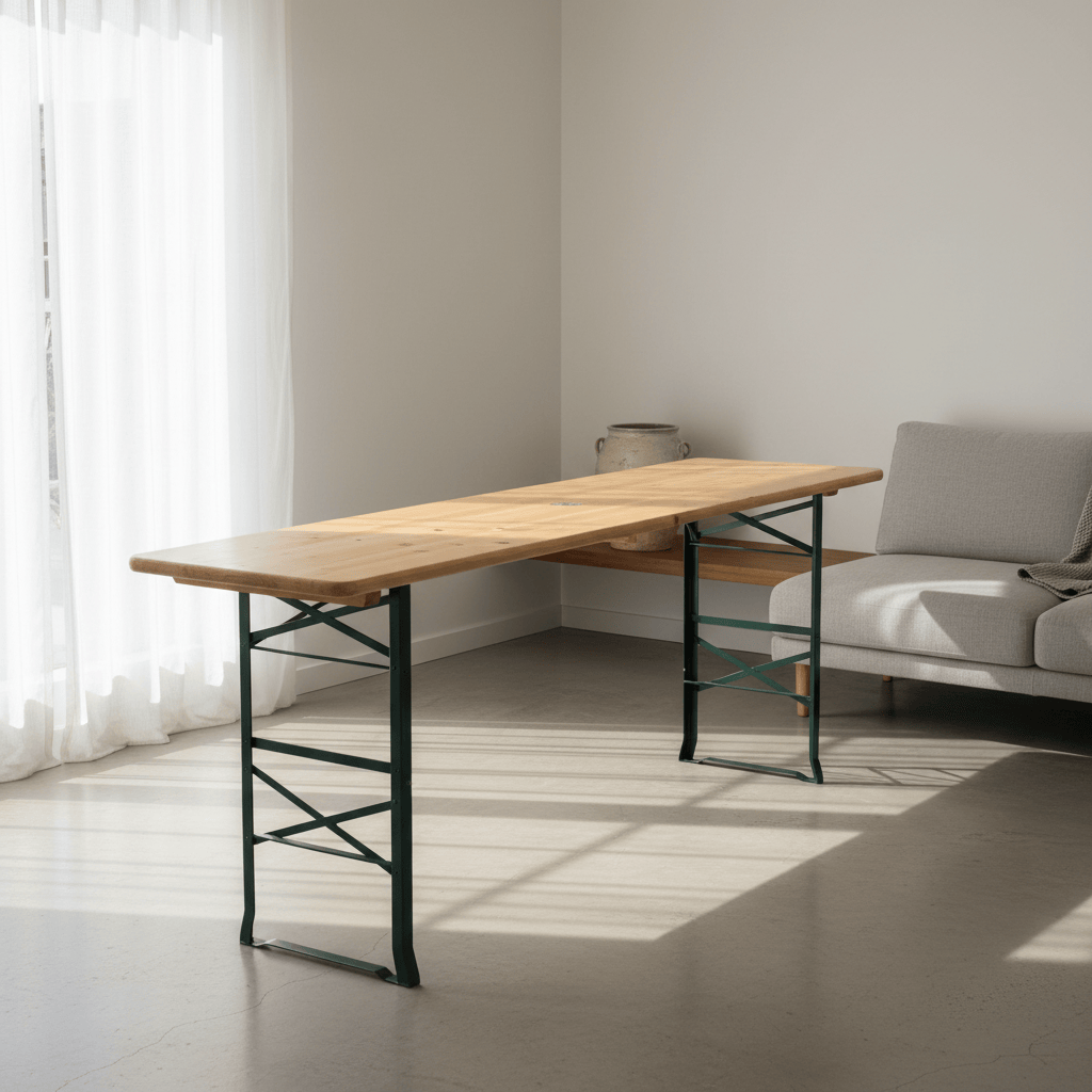 Table brasserie pliante de 170 cm en bois massif lors d'une fête - photo 4