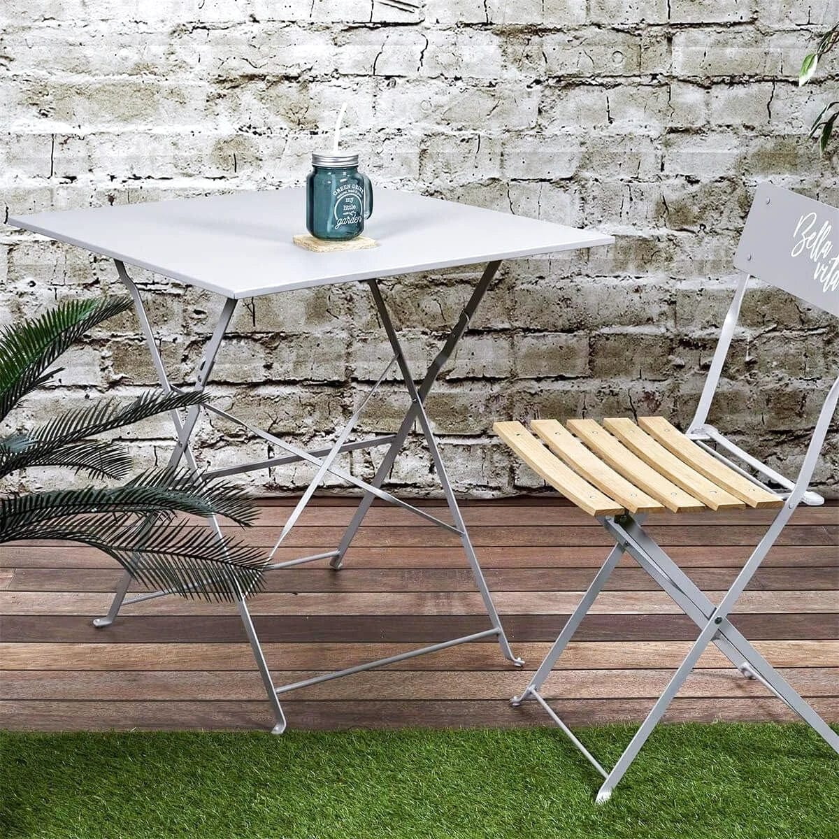 Table carrée pliante de 70 x 70 cm en acier - photo 2