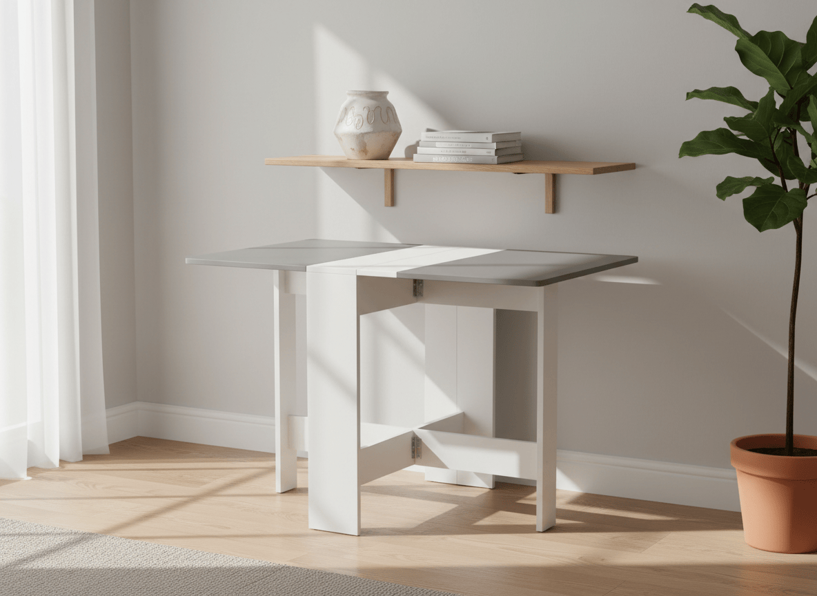 Table de cuisine pliante 4 personnes en bois de 103 cm dépliée - photo 5
