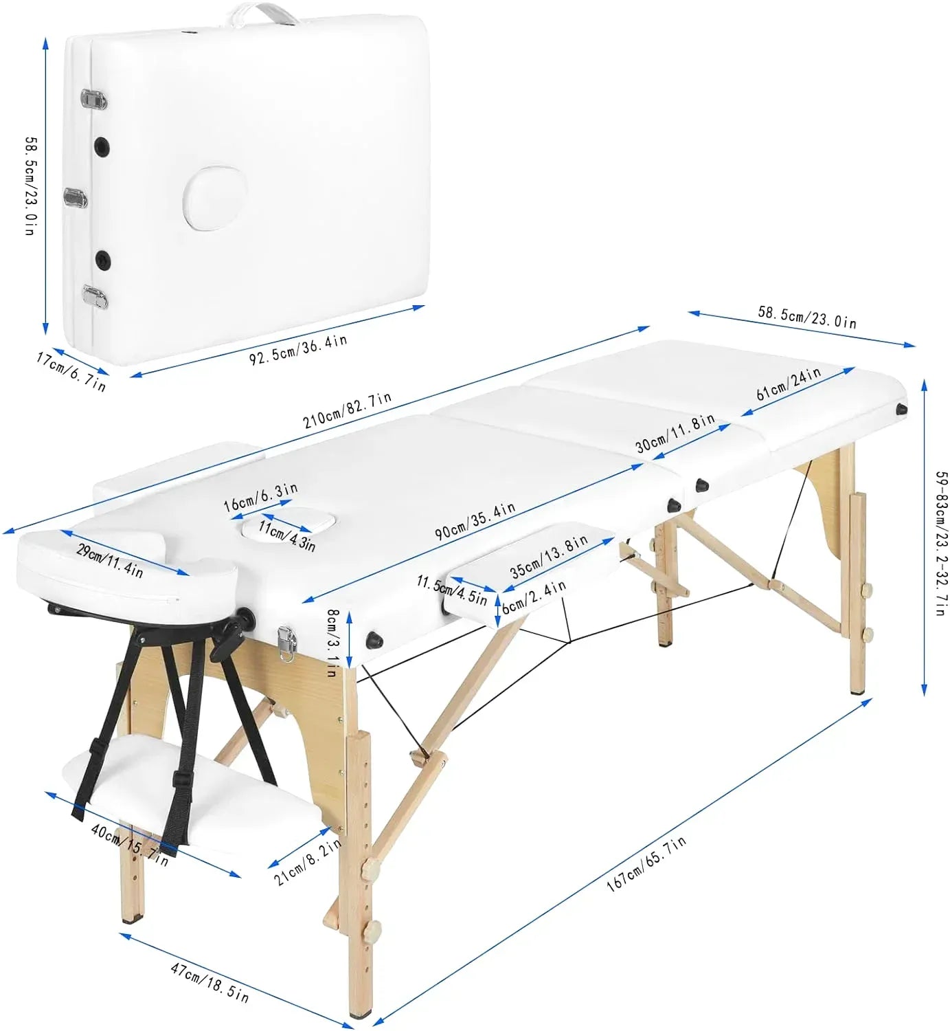 Table d'ostéopathie pliante de 185 cm avec mousse haute densité - photo 3