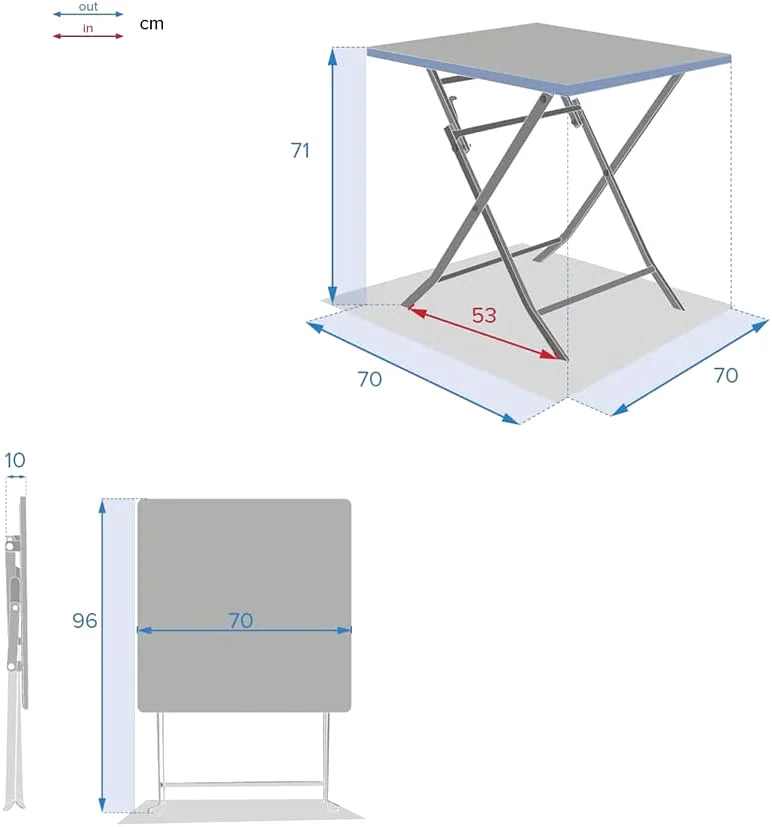 Table de balcon pliante 2 personnes carrée de 70 cm en acier - photo 4