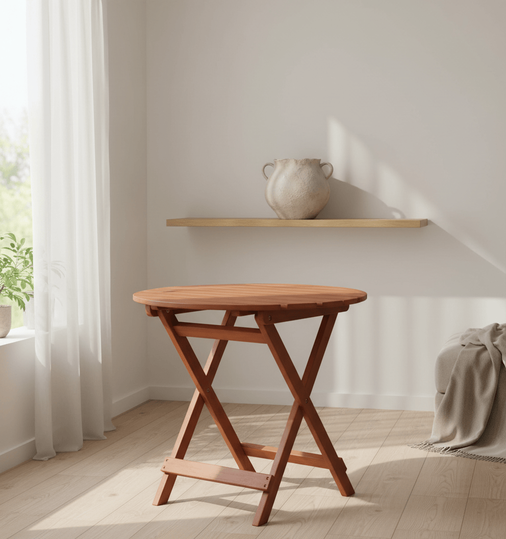 Table de balcon ronde pliante en eucalyptus huilé certifié FSC - photo 2
