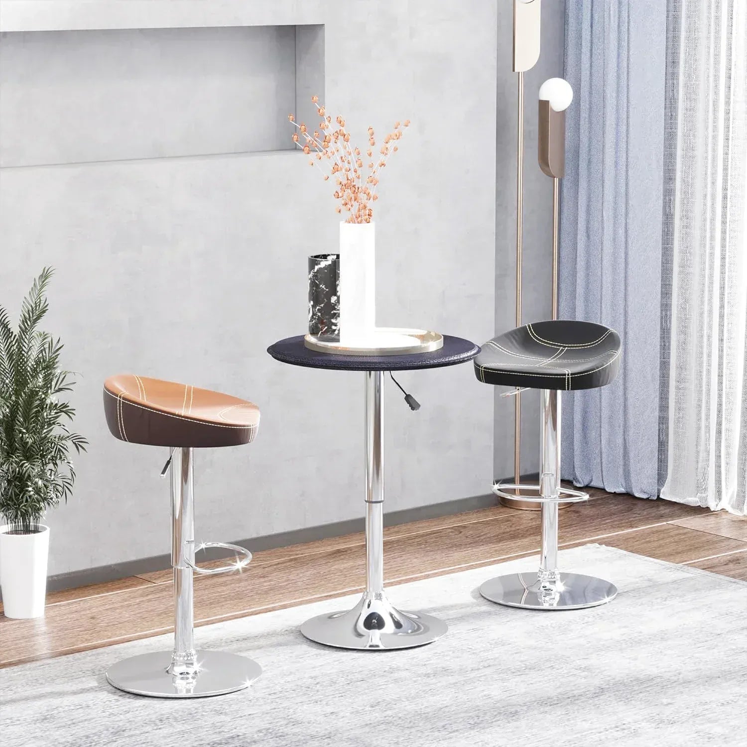 Table de bar pliante avec colonne chromée réglable en hauteur - photo 2