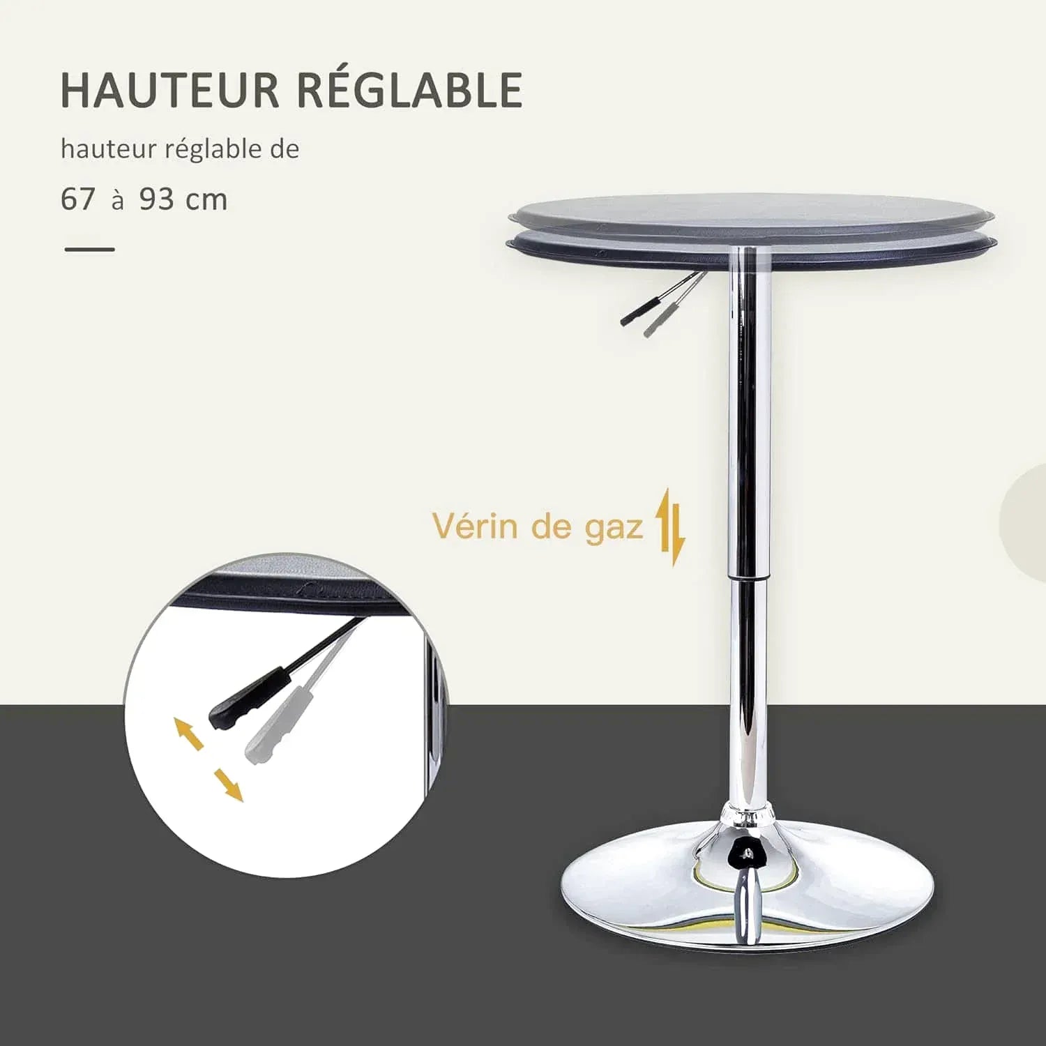 Table de bar pliante avec colonne chromée réglable en hauteur - photo 5