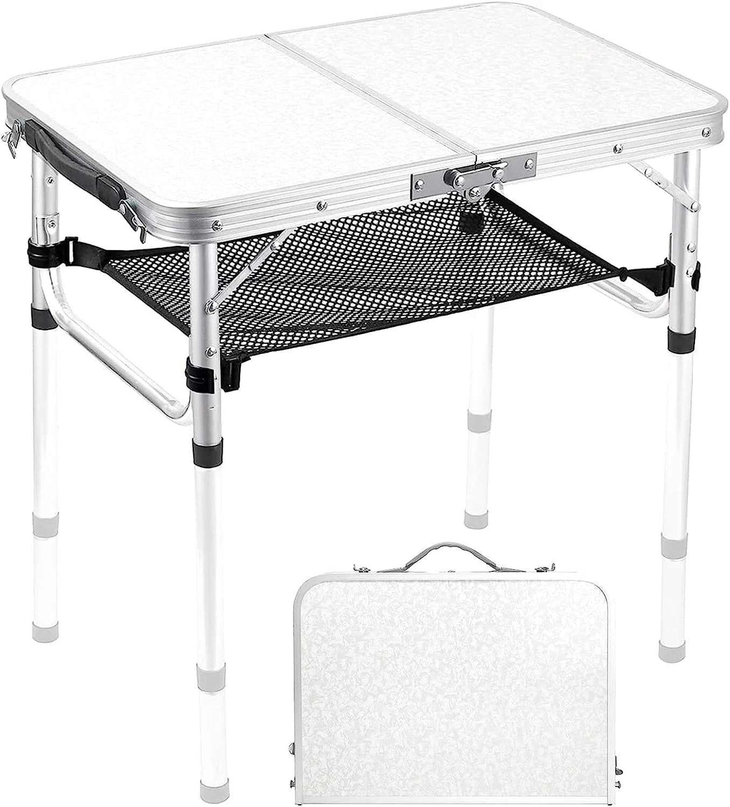 Table de camping pliante valise repliée en mallette avec poignée de transport