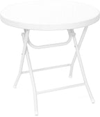 Table de jardin blanche pliante ronde de 80 cm sur une terrasse