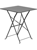 Table de jardin en fer pliante 60 x 60 cm de style bistrot sur un balcon