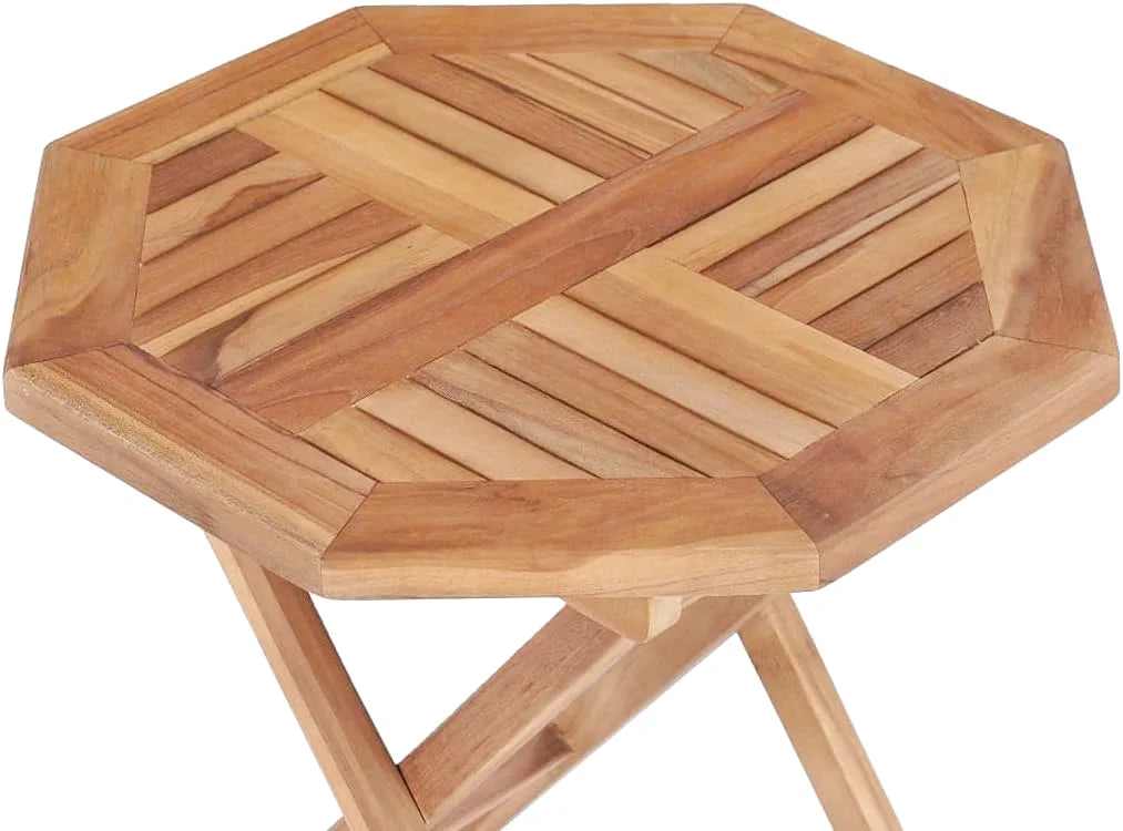 Table de jardin en teck pliante de 45 x 45 cm au bord d'une piscine - photo 3