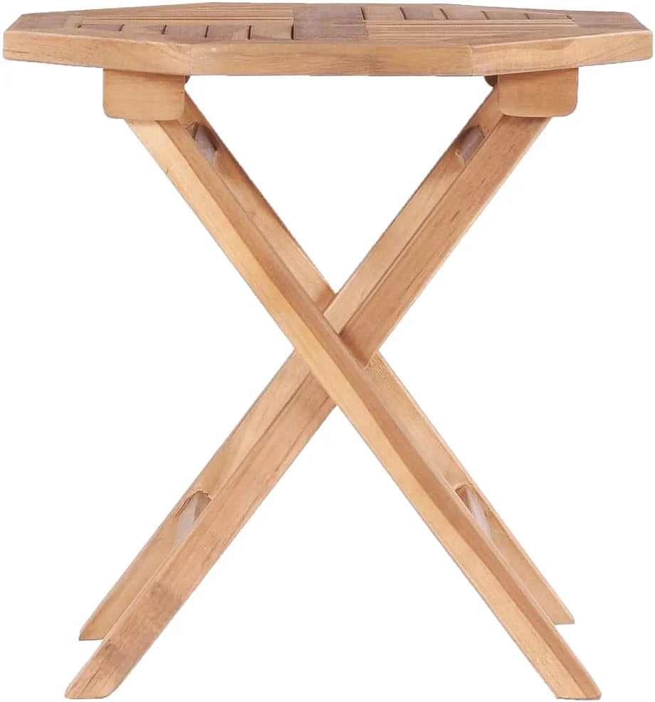 Table de jardin en teck pliante de 45 x 45 cm au bord d'une piscine