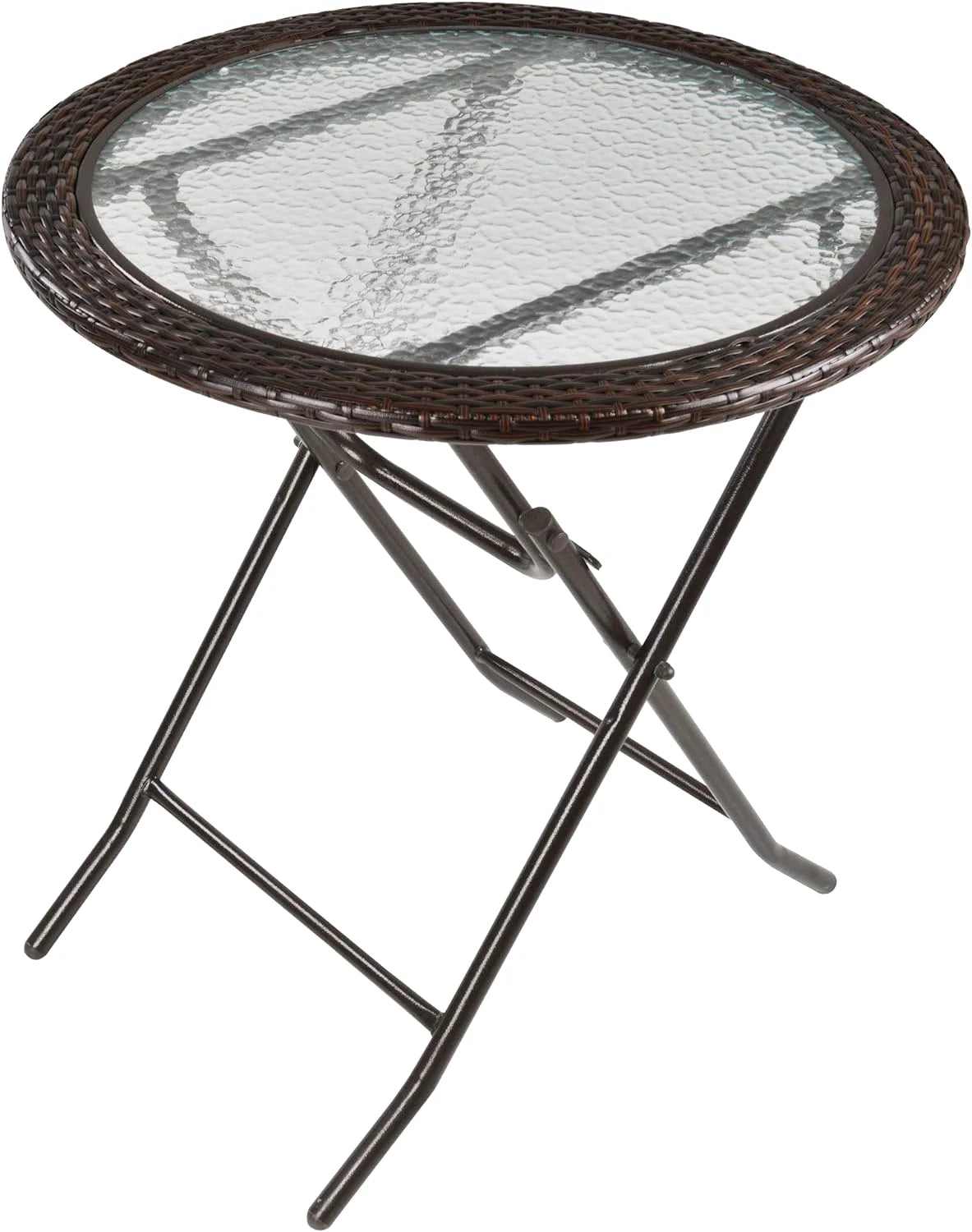 Table de jardin en verre pliante de 68 cm de diamètre sur une terrasse