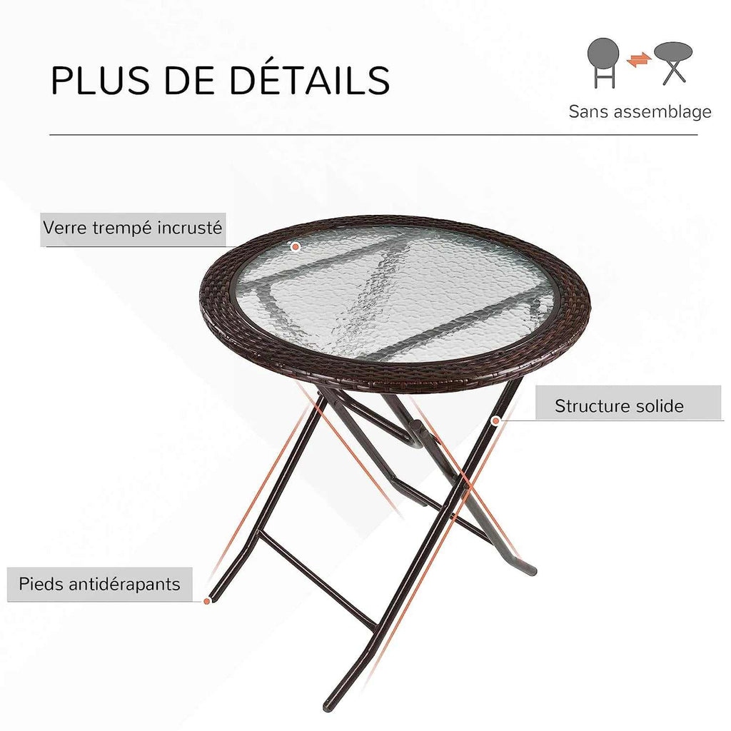 Table de jardin en verre pliante de 68 cm de diamètre sur une terrasse - photo 4