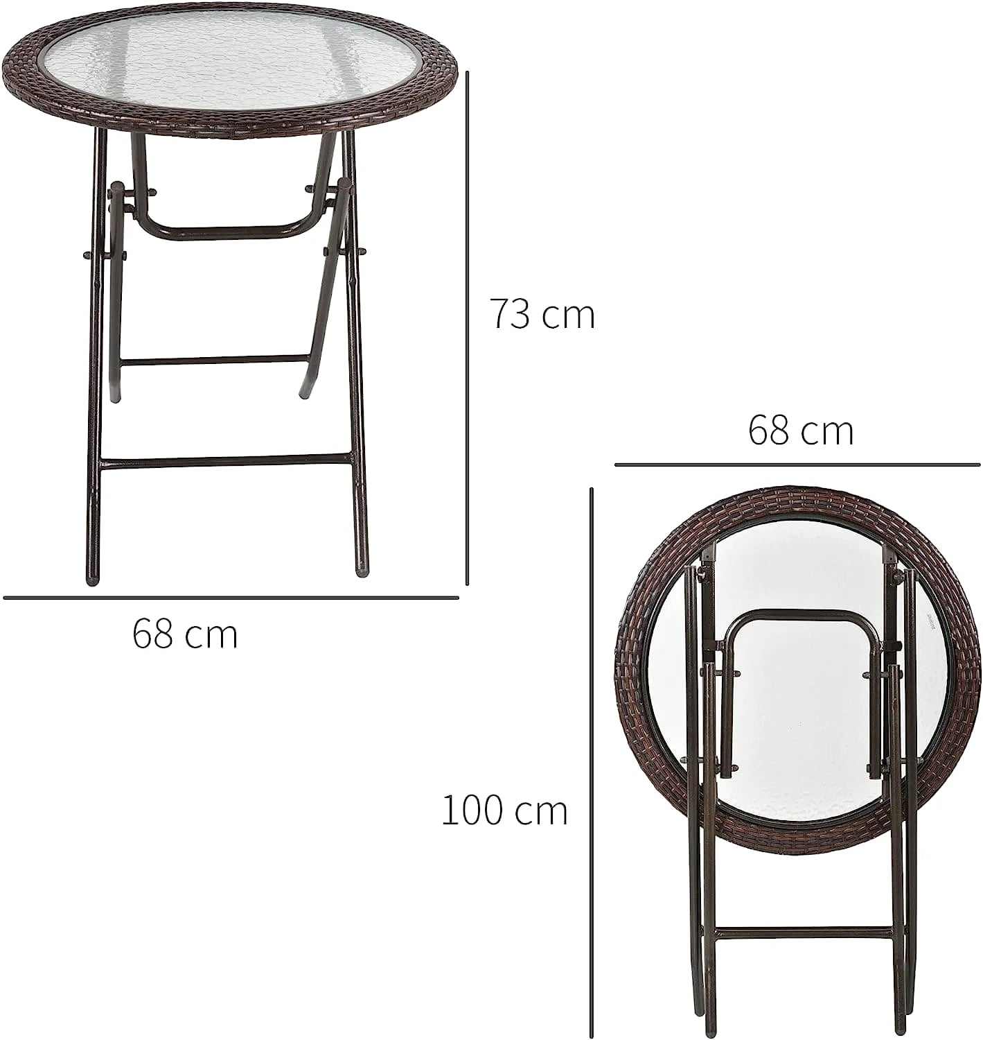 Table de jardin en verre pliante de 68 cm de diamètre sur une terrasse - photo 3