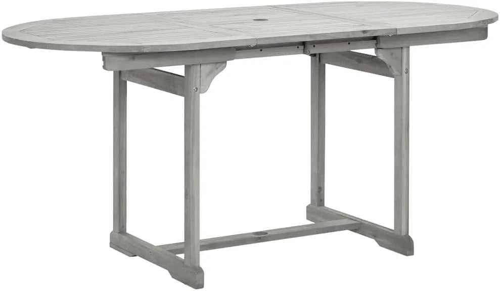 Table de jardin extensible et pliante en acacia gris délavé de 200 cm