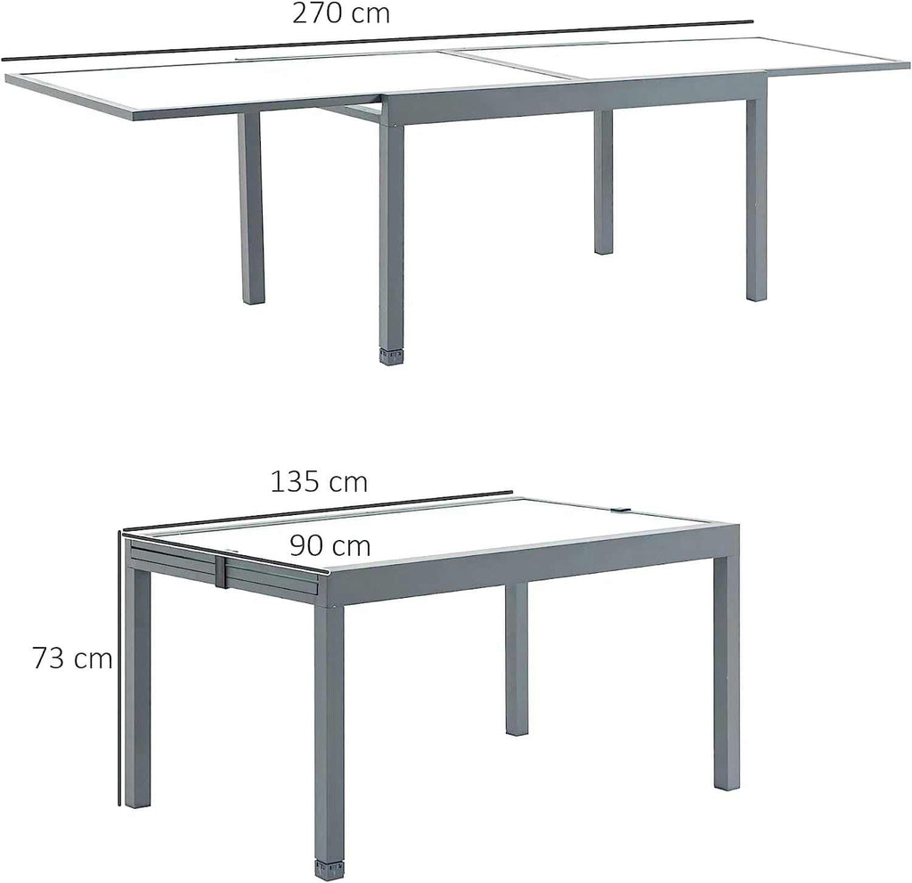 Table de jardin pliante 10 personnes de 270 cm en verre trempé dépoli - photo 2