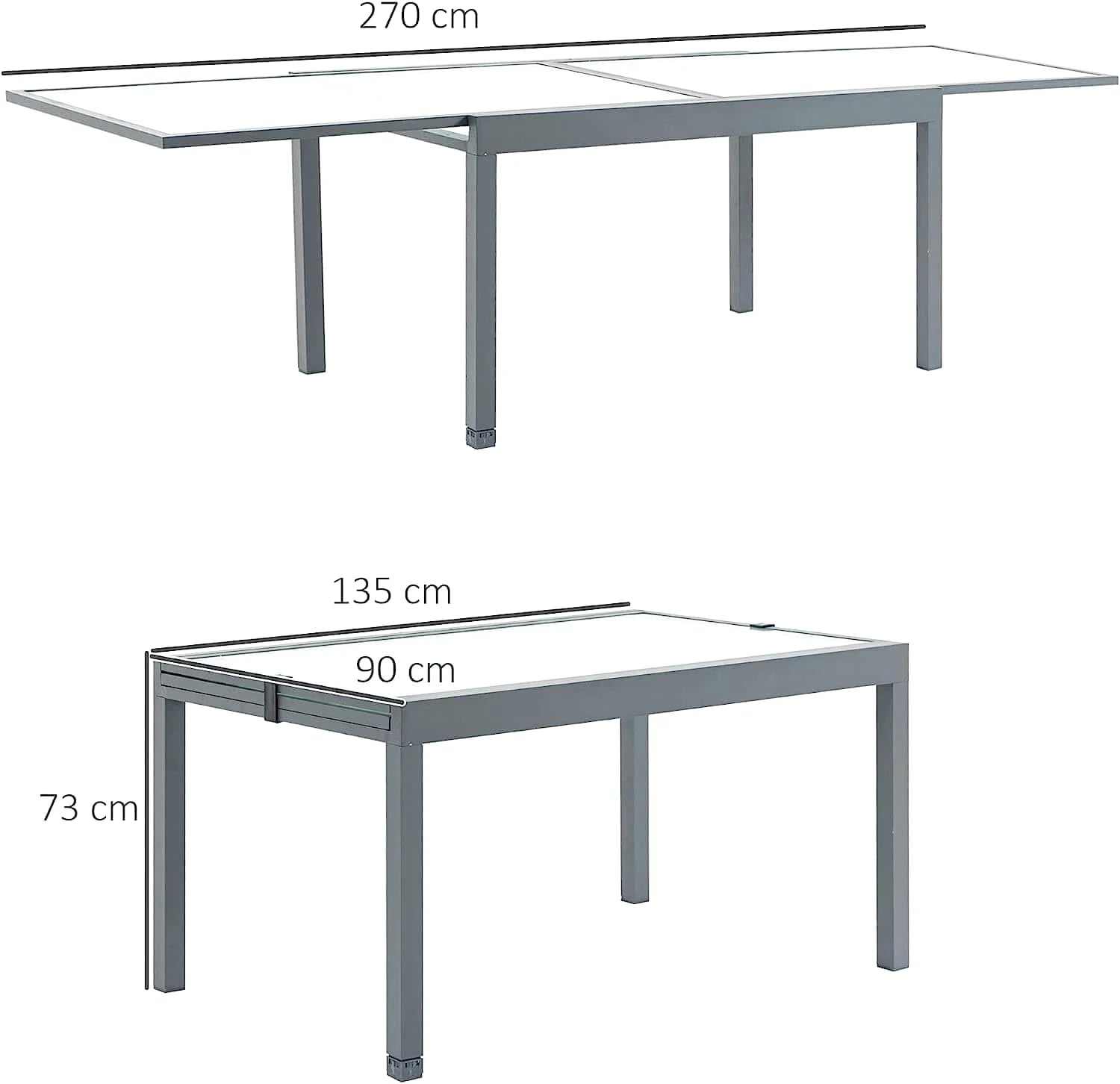 Table de jardin pliante 10 personnes de 270 cm en verre trempé dépoli - photo 2