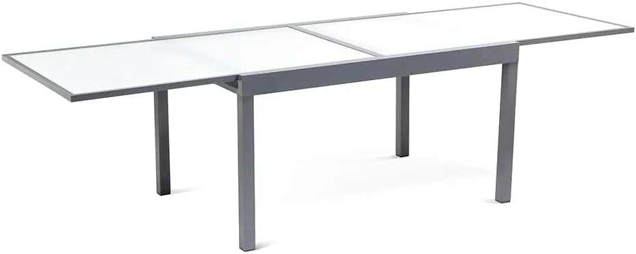 Table de jardin pliante 10 personnes de 270 cm en verre trempé dépoli