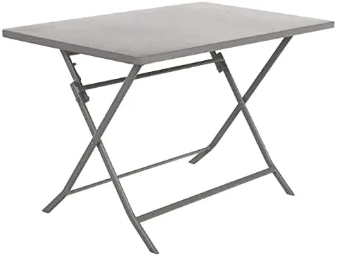 Table de jardin pliante 110 x 70 cm dépliée sur une terrasse