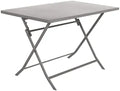 Table de jardin pliante 110 x 70 cm dépliée sur une terrasse