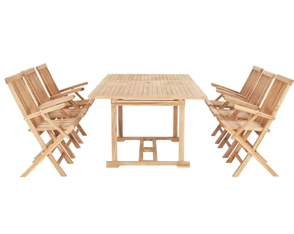 Table de jardin pliante 12 personnes en teck massif avec trou de parasol